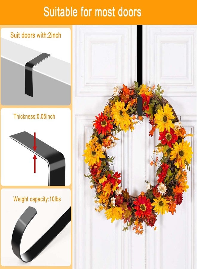 Dapute 15" Christmas Wreath Hangers for Front Door, 2 Pack Over The Door Wreath Hanger Hooks for Hanging Christmas Thanksgiving Easter Fall Spring Decoration, Door Hangers Suitable for Various Doors (Black) - Image 3